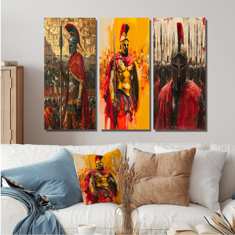 Spartan Leonida, roi des Warriors en Grèce I - Collection d'art mural moderne, H 40 po x l 60 po, Toile tendue