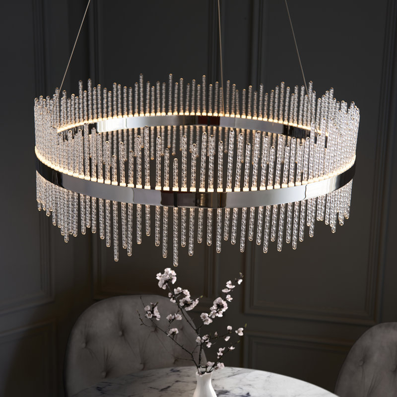 Angelisa 1 - Light LED Geometric Pendant, Chrome plate & clear glass, 200 H cm x 70 W cm
