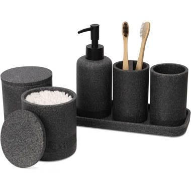 iDesign Cade 4-Piece Bathroom Accessory Set Matte Black