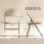 Metal Folding Chairs with Linen Cushion Foldable Chairs Beige