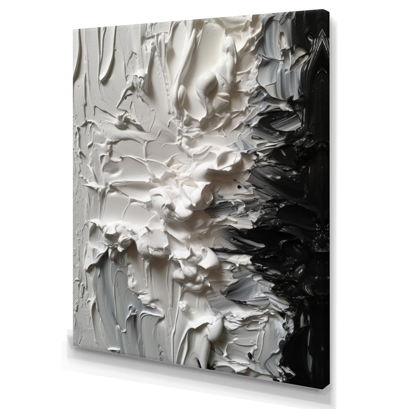 «White and Black Tranquility Unleashed V», art abstrait sur toile marbrée, H 40 po x l 30 po x P 1,5 po, Toile tendue