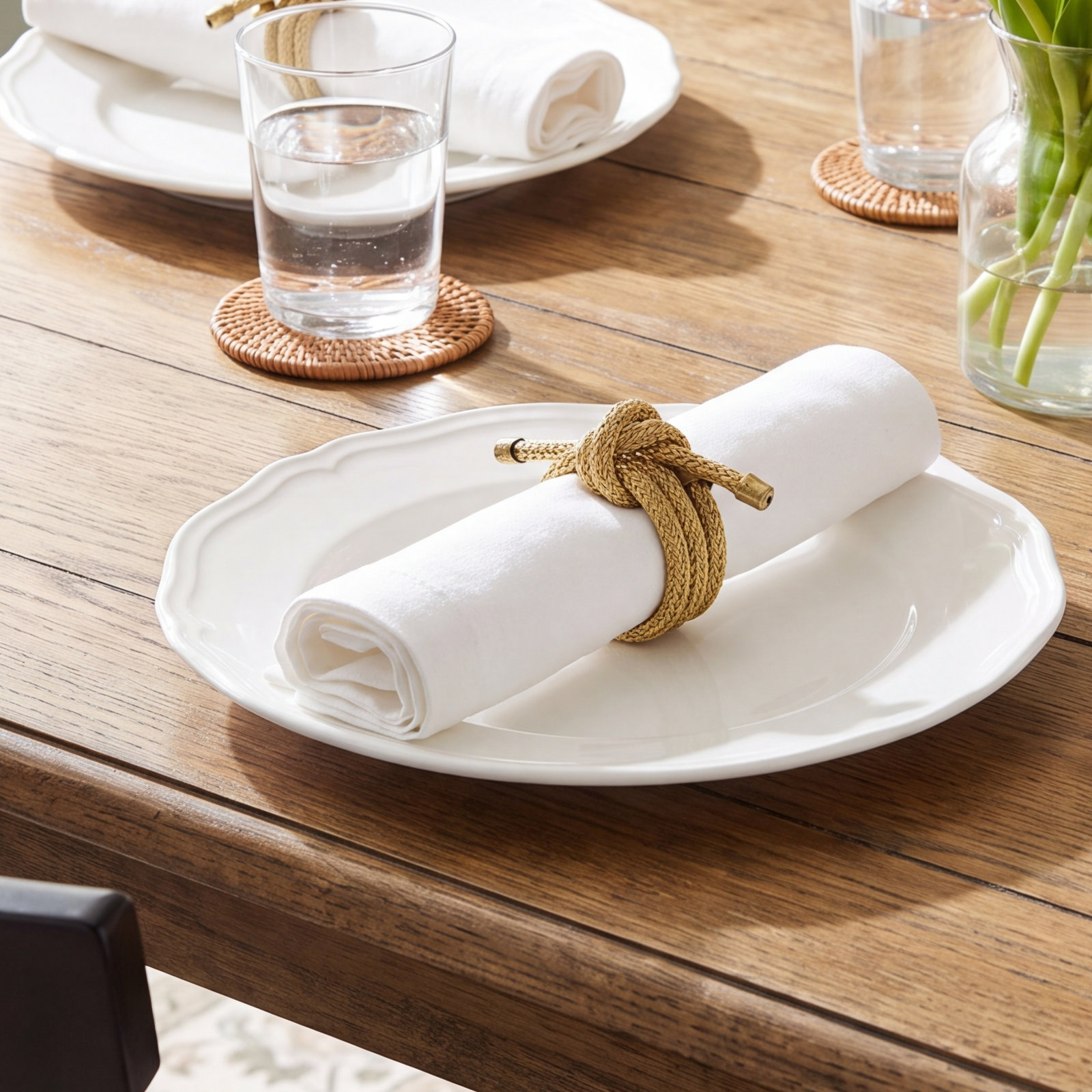 Knotted Rope Napkin Ring, Gold