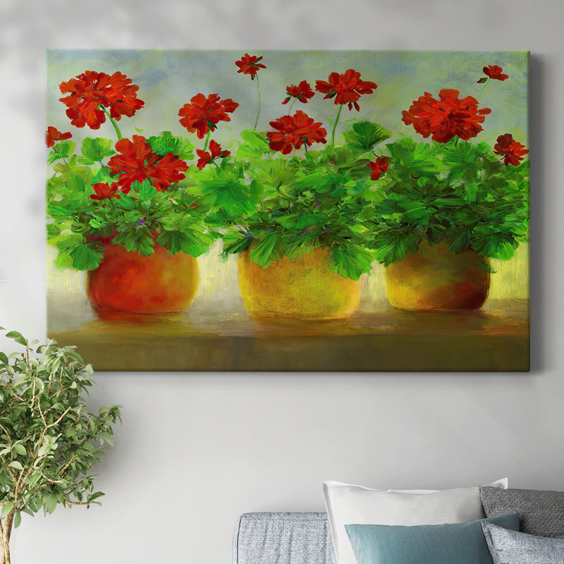 Geraniums III-Toile tendue avec châssis, H 12 po x l 18 po