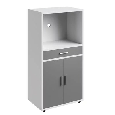 Ednesha 47" Kitchen Pantry, Microwave Stand with Drawer - Rolling Storage Cabinet with Doors and Locking Wheels - Freestanding Kitchen Storage