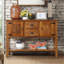 Console rétro 48 po en bois massif, 2 tiroirs et armoires, facile à assembler - table en bois brun, 48 po, utilisation polyvalente, pour la maison-2112933902