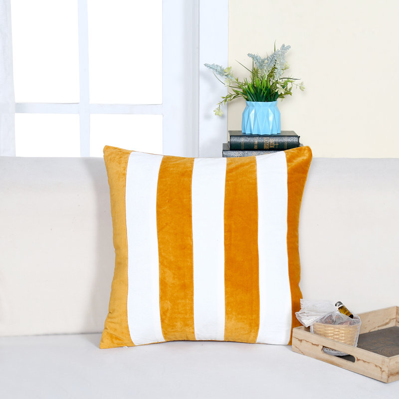 Striped Velvet Throw Pillow, Gold