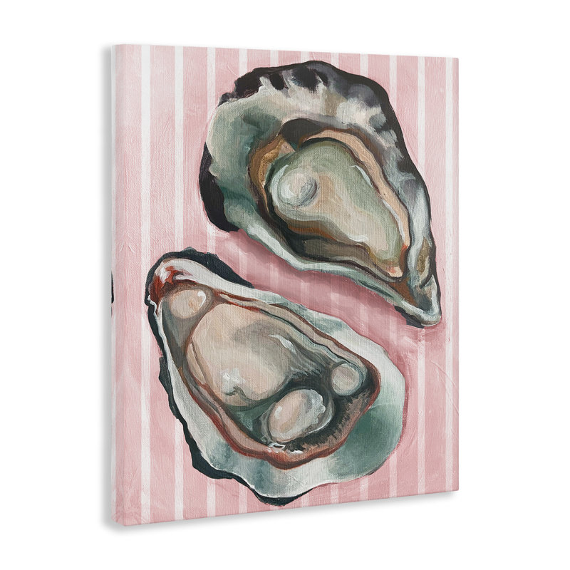 "Oysters on Pink Stripes", art mural par Daphne Polselli bp-909_CN, H 20 po x l 16 po