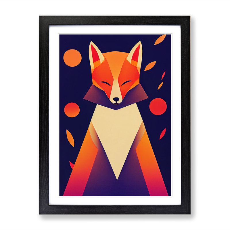 FRM-V0523-1025X Fox Japanese - Picture Frame Print, Black Framed, 46cm H x 34cm W x 2cm D