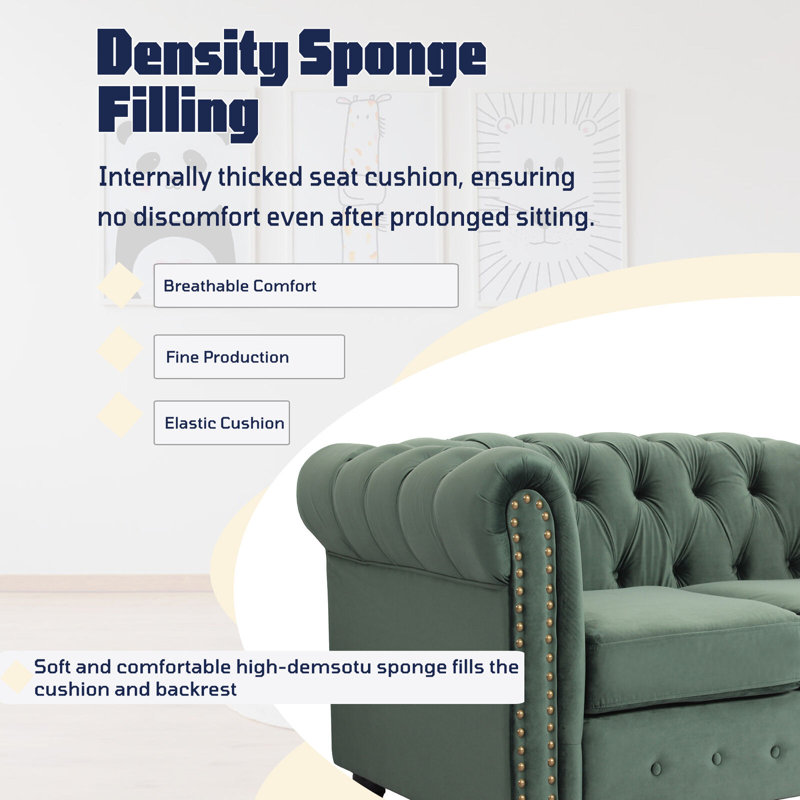 Living Room Set, Velvet, Green