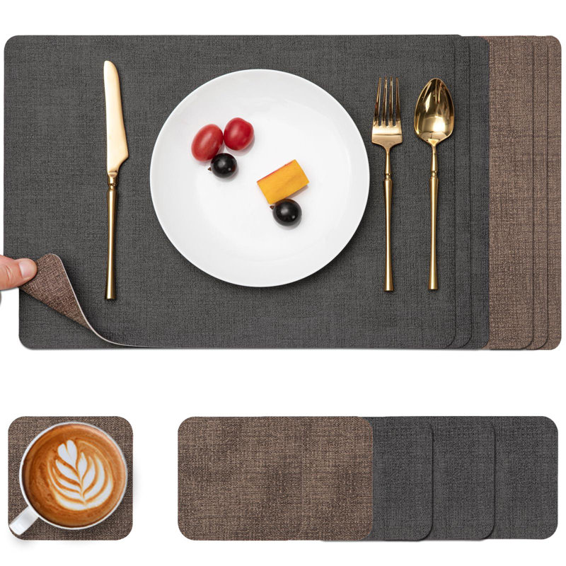 Faux Leather Placemat, Grey Coffee