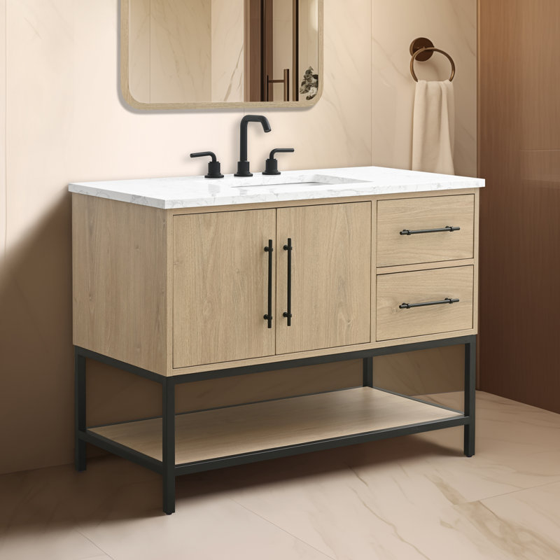 Cherita 42" Single Bathroom Vanity With Engineered Stone Top