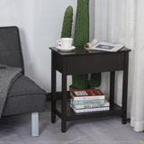 End Table, Narrow Side Table With Flip Top, Storage Cabinet, Bottom Shelf