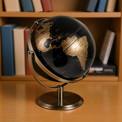 Globe terrestre noir 9 pouces 9 pouces avec globe en métal