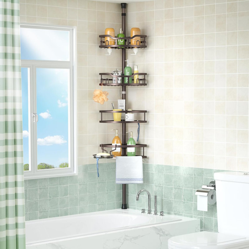 Serviteur de douche en coin à 4 niveaux antirouille HAMITOR