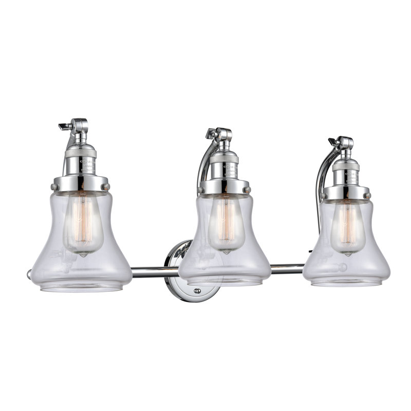 Purcellville 3 - Light Dimmable Vanity Light, Clear, 6 Watt Vinage LED Bulb, Polished Chrome