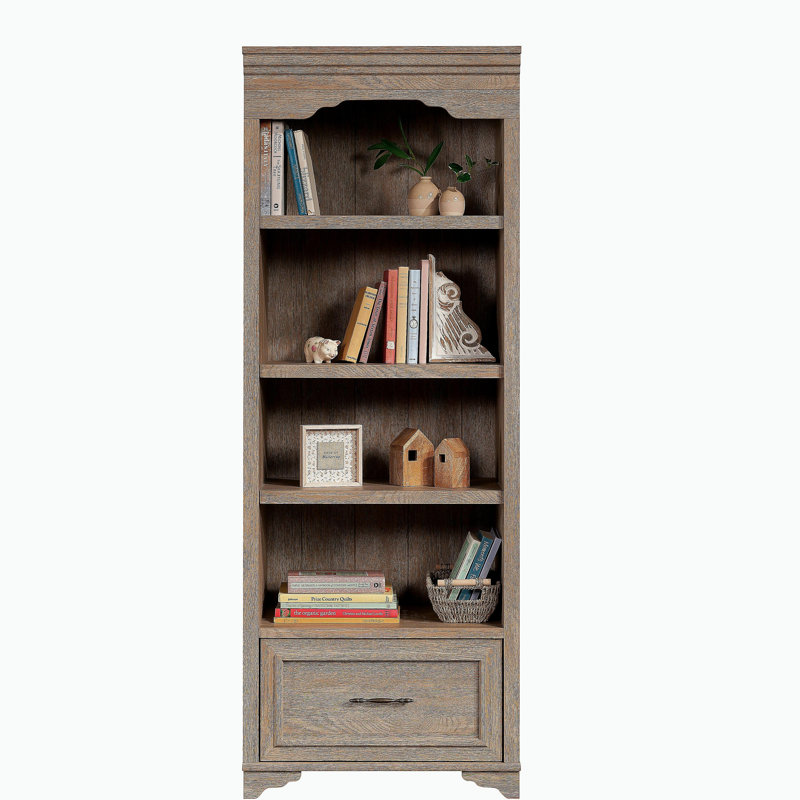 Bibliothèque avec tiroir, finition brune