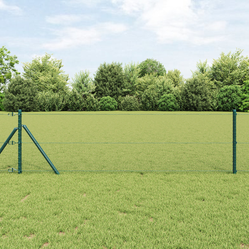 Hexagon Fence Green Steel, 40cm H x 5000cm W
