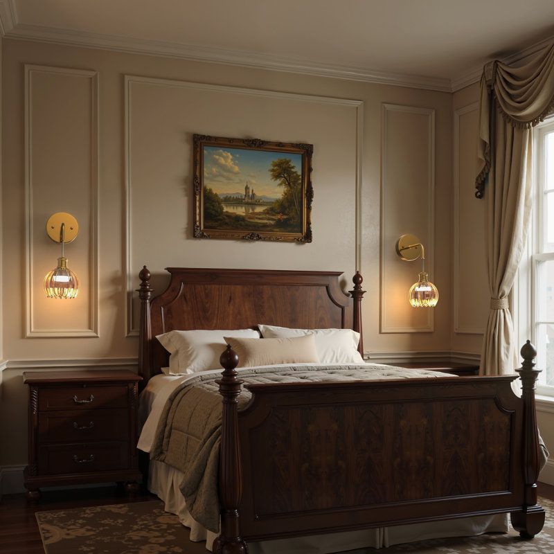 Battery Operated Armed Wall Sconce With Tulip Glass Shade, Remote Control Sconces
