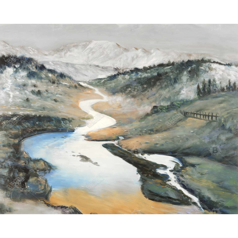 Paysage - Toile encadrée avec paysages contemporains | Décoration intérieure, H 49,25 po x l 61,25 po
