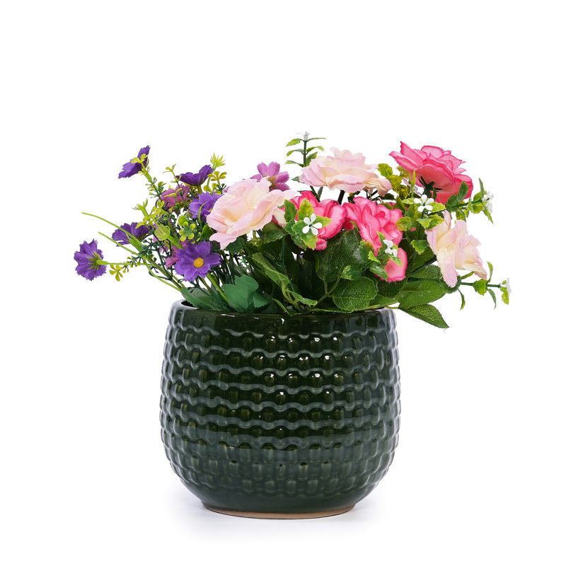 3 Pieces Of Dark Ceramic Flowerpots For Outdoor And Indoor Decor - Frost-, Heat-, Weather-, Sleek Design, Built-In Drainage, 9.63" L X W 8.27" H, 11.89 Lbs Modern Planters   3  Spaces All-Weather ,