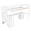 Structure de lit mezzanine simple avec bureau et tiroirs doubles en bois de pin massif blanc pour une chambre à coucher exquise-1170313998
