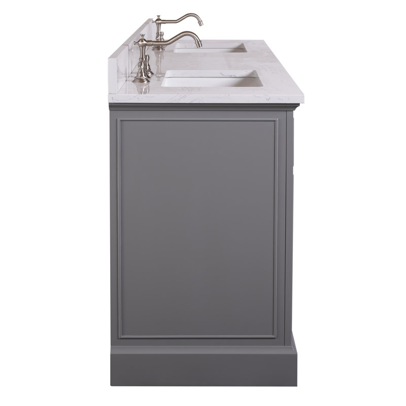 Thompson 72" W Double Bathroom Vanity, Gray/Brushed Nickel
