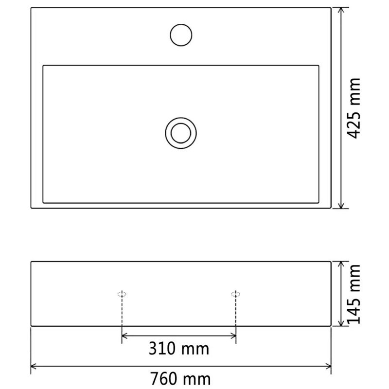 Belfry Bathroom Rima 760mm L x 425mm W White Ceramic Rectangular Sink with Overflow