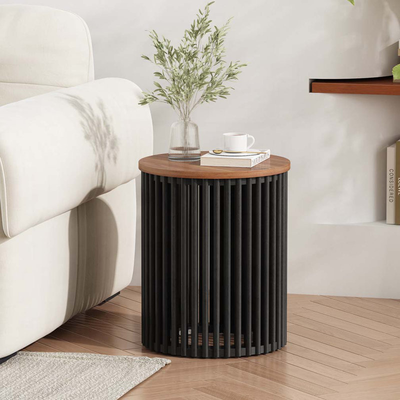 Table d'appoint en bois massif ACACIA, couleur naturelle et noire