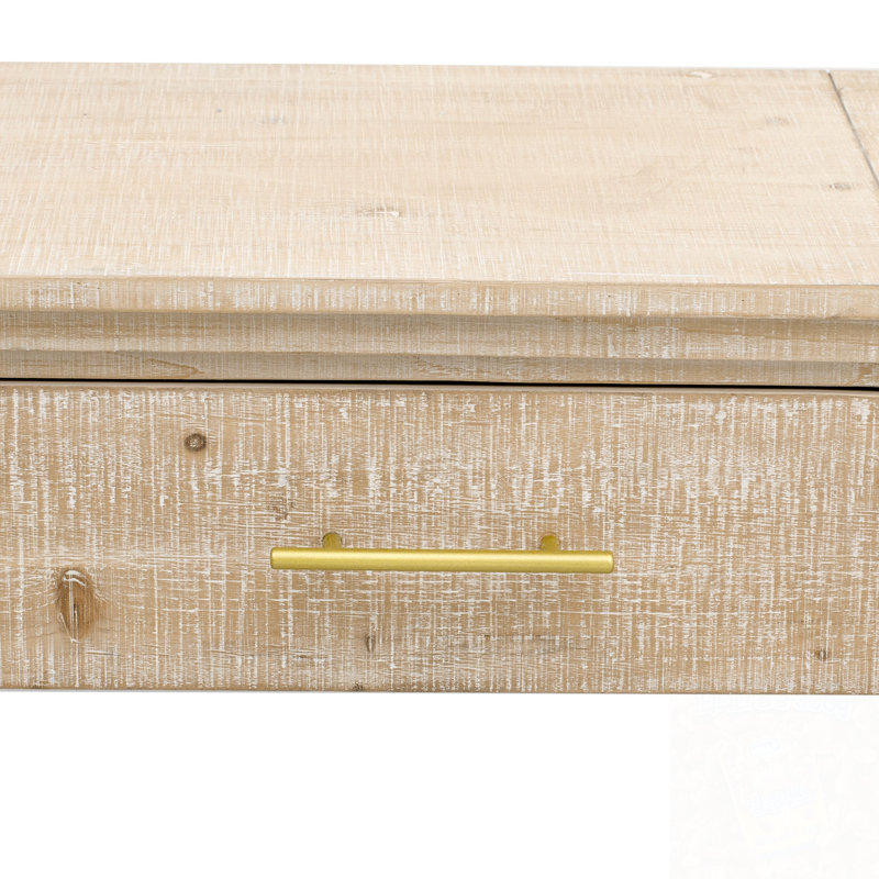 Console avec deux tiroirs supérieurs, Bois naturel délavé