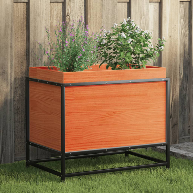 10 Wood Planter, Wax Brown, 50cm H x 60cm W x 40cm D