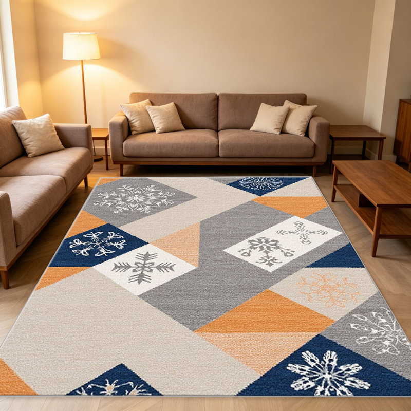 Nordic Snowflake Pattern carpet-easy to clean, machine-washable, soft and comfortable; suitable for door mats, kitchens, living rooms, bedrooms, corridors, and laundry areas. Easy to clean, durable carpet for home decoration.