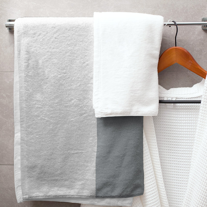 Cotton Blend Bath Towel, Smoke/Black