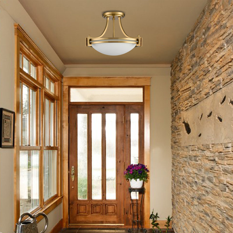 Bouton 2-Light Glass Semi Flush Mount, Gold