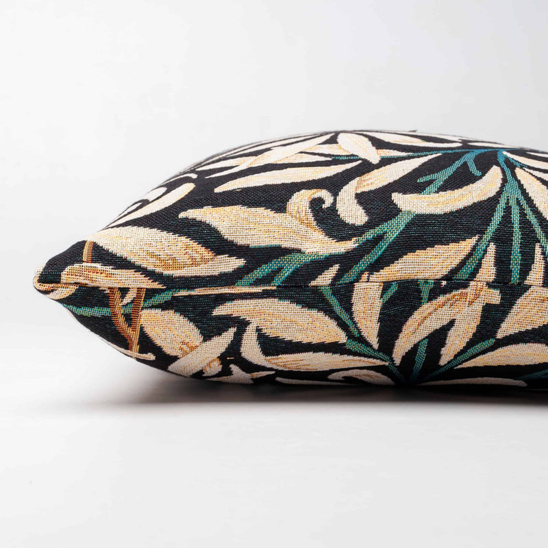 Floral Black Cushion, 43x43cm, Synthetic filled