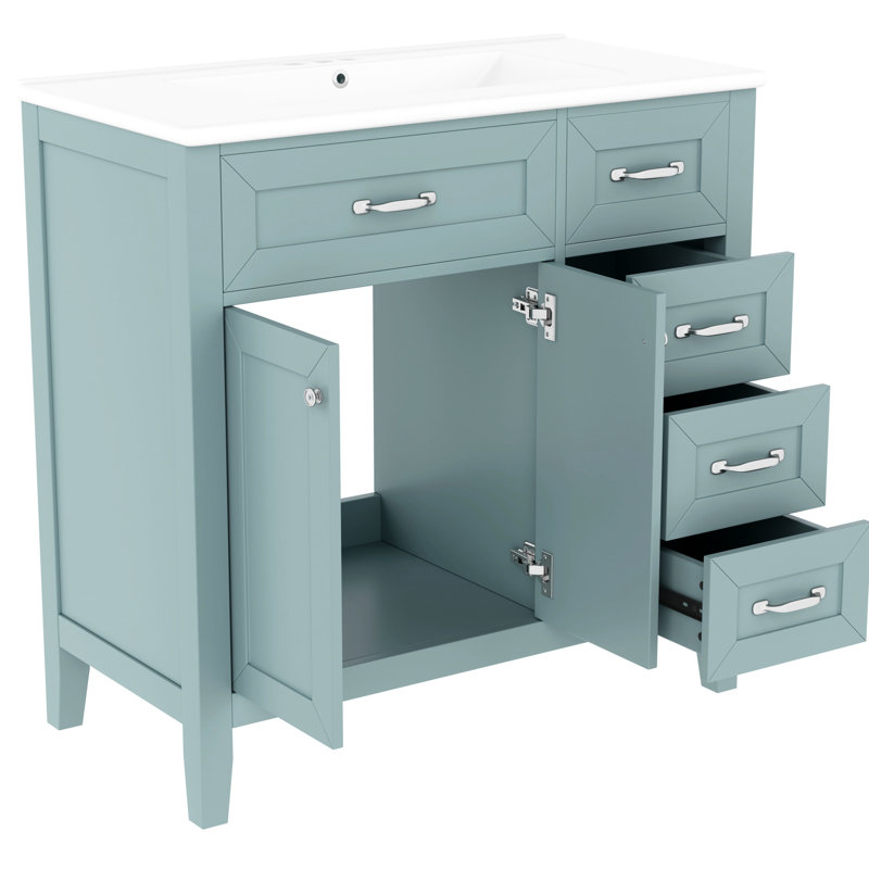 Meuble-lavabo autoportant 36 po avec détails - 36 po, Vert