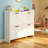 White Modern Fence Shoe Cabinet With 4 Flip Drawers, Sleek Space-Saving Entryway Organizer For Living Room-1788755786