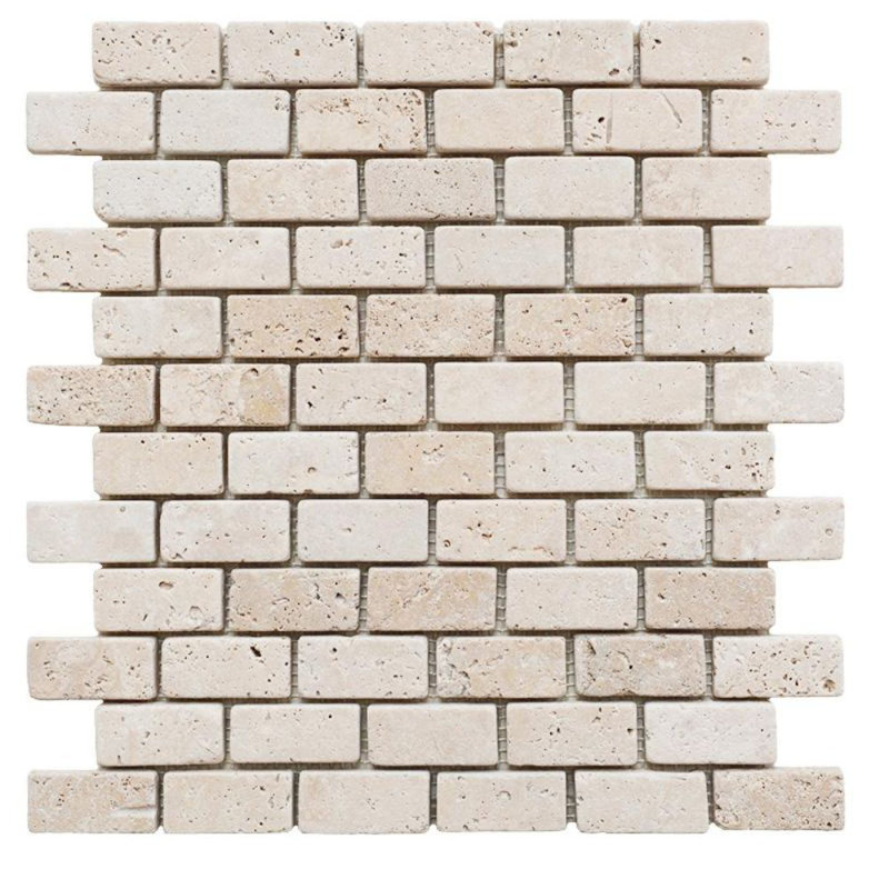 Carreau de mosaïque à joint en briques de travertin 1 po x 2 po