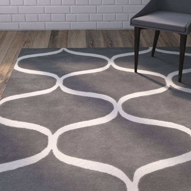 Cannen Hand Tufted Wool Geometric Rug, Rectangle 4' x 6'