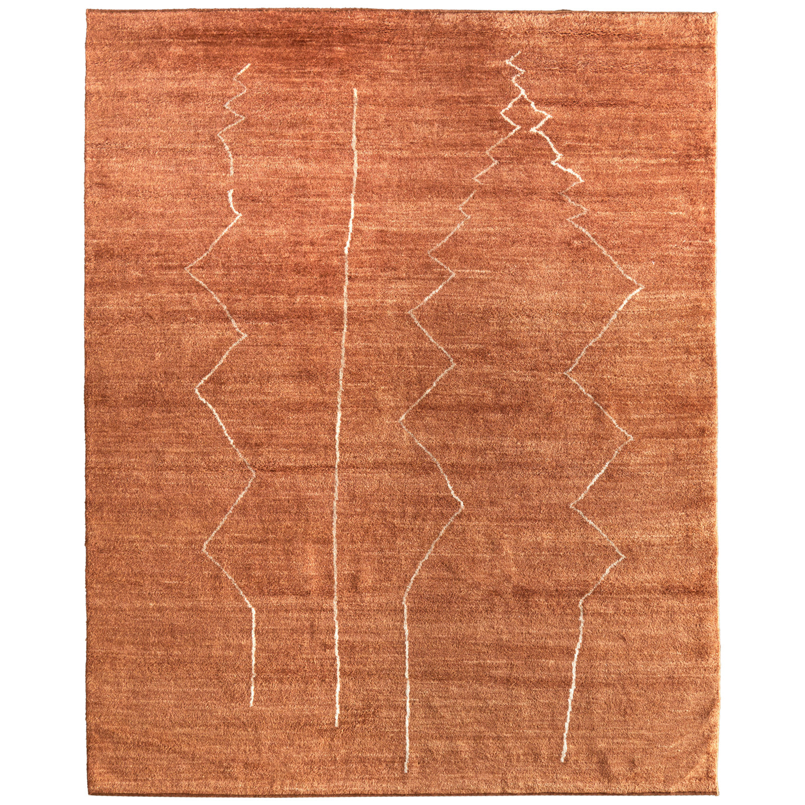 Orange Modern Hand-Knotted Abstract Rug, Rectangle 7'9" x 9'9"