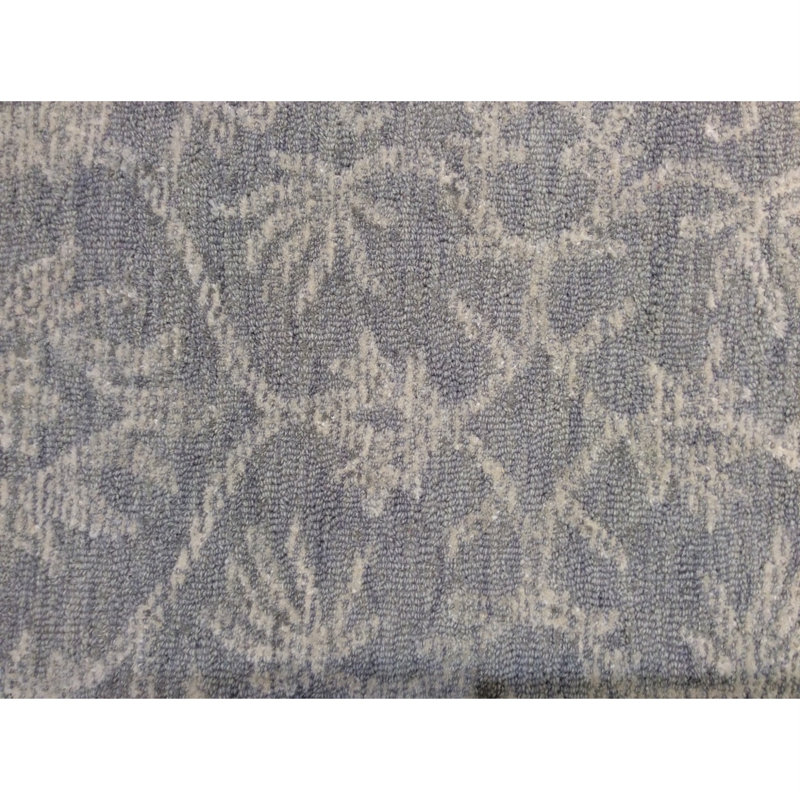 Agna Floral Handmade Hand Tufted Wool Gray Area Rug, Rectangle 5' x 7'