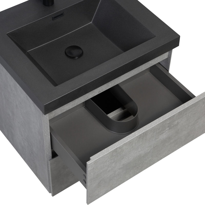 Meuble-lavabo de salle de bain avec lavabo en résine, 24"