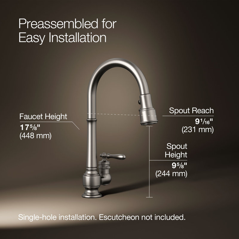 Artifacts Pull Down Bar Faucet, Vibrant Stainless