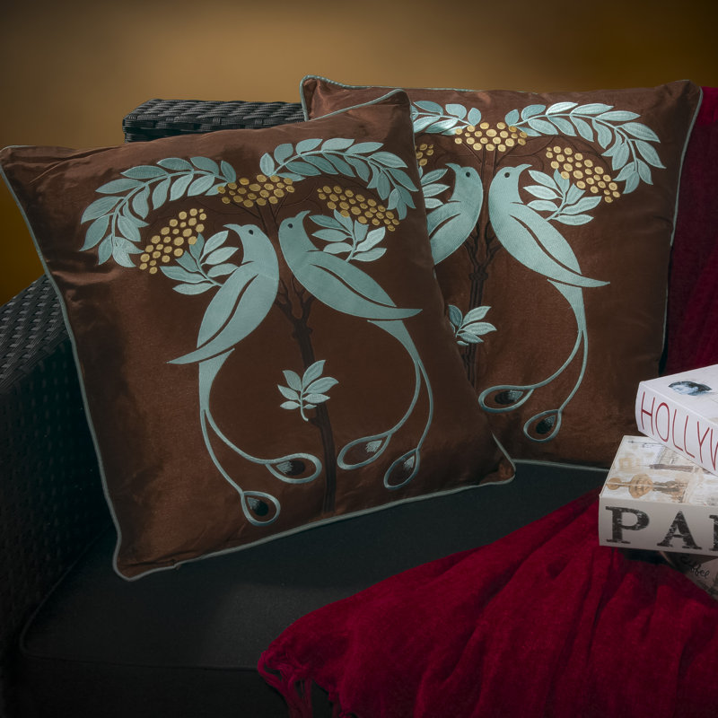 Embroidered Linen Throw Pillow