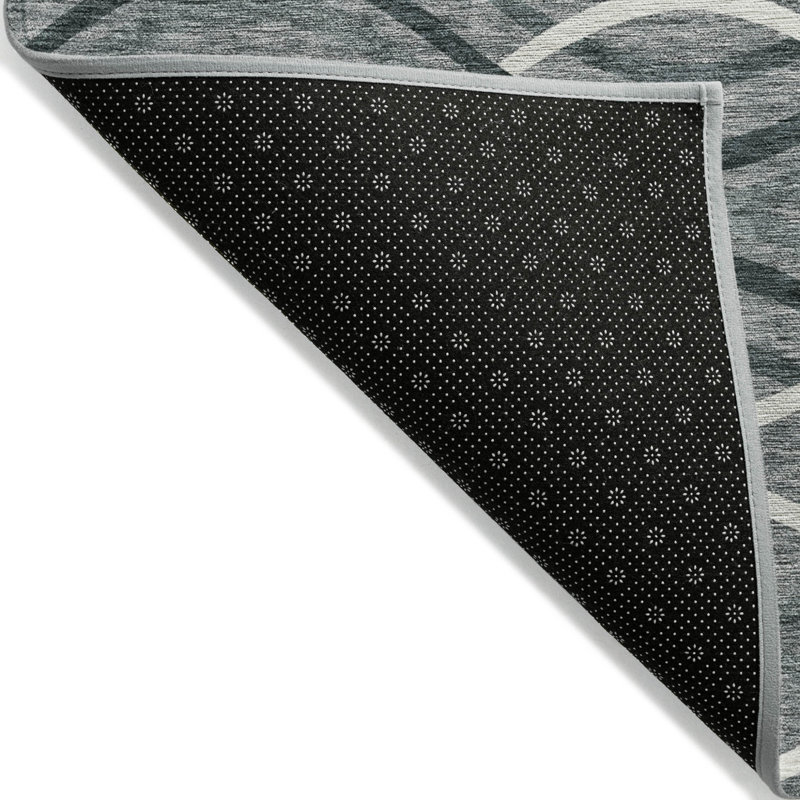 Tapis extérieur lavable abstrait gris ivoire et gris anthracite 3 pi x 5 pi