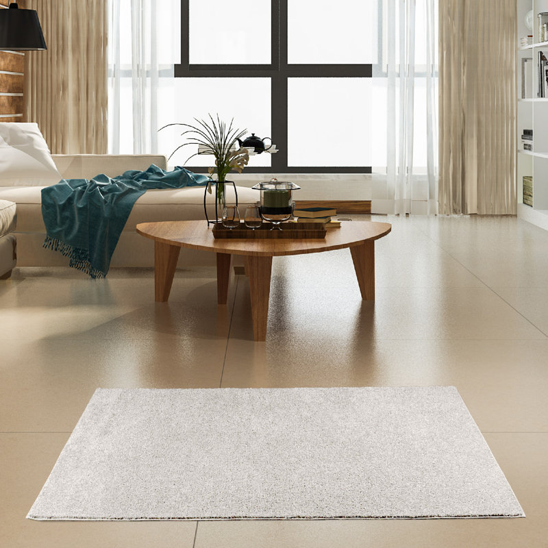 Modern Plush Pet and Kids Friendly Solid Color Off White Area Rugs, Stain & Fade Resistance, Perfect for Living Room, Dining Room, Bedroom, Playroom and Kidsroom, Event, Wedding, Amberlyn Binded Rug
