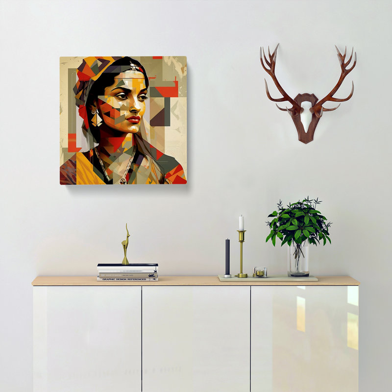 Indian Woman Constructivism No.1 - Wrapped Canvas, 35cm H x 35cm W x 3cm D