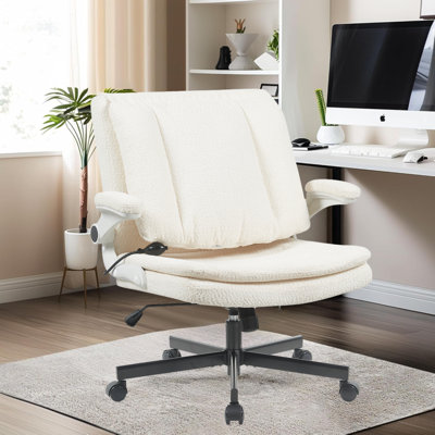 Modern Cross Legged Office Chair With Adjustable Armrest And Swivel Wheels by Latitude Run