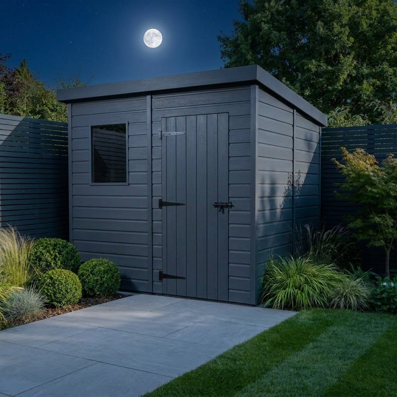 Total Sheds 7ft x 8ft Composite Pent Garden Shed - Single Door - With Windows - EPDM Rubber Roof - UK Manufactured