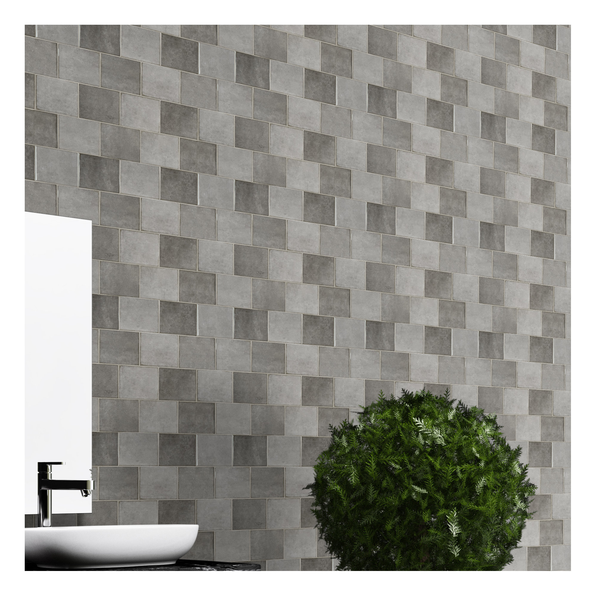 Hoku 5 in. x 5 in. Glossy Ceramic Wall Tile, Shadow