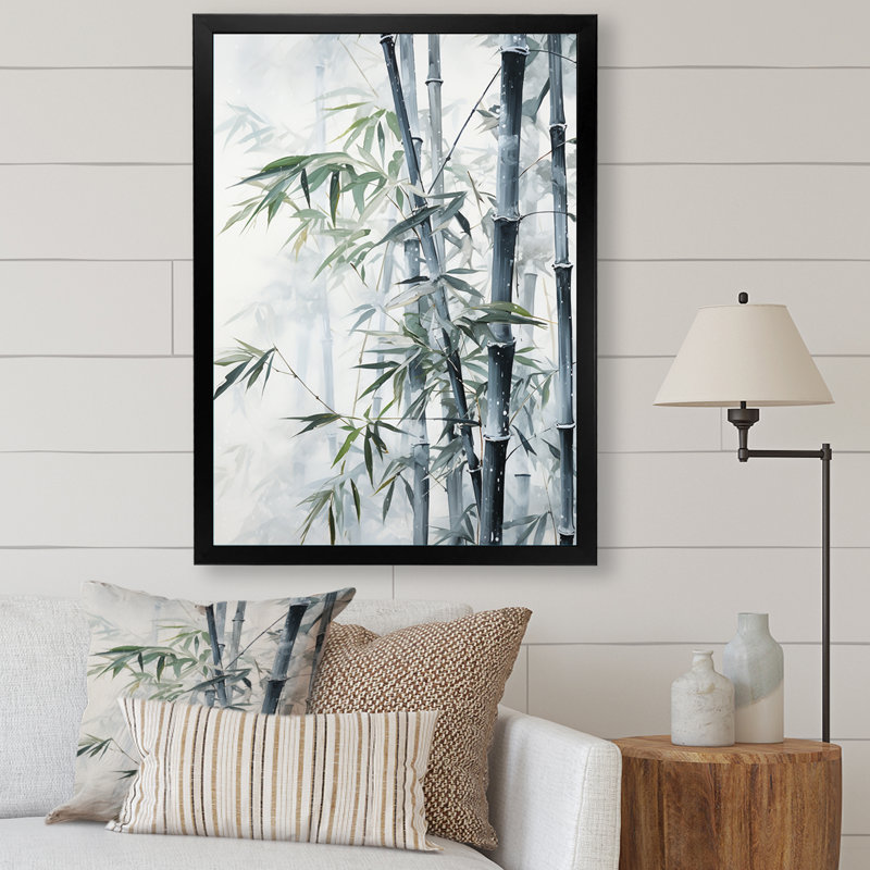 Bambou sauvage noir et blanc II, H 40 po x l 30 po x P 1,5 po, Cadre photo noir